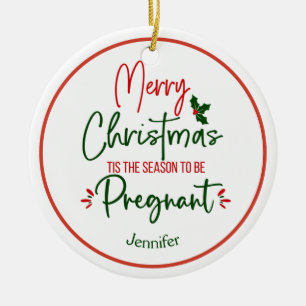 Funny Pregnancy Ankündigung Weihnachten Keramik Ornament