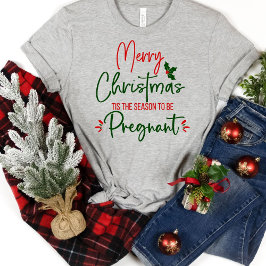 Funny Pregnancy Ankündigung Weihnachten T - Shirt