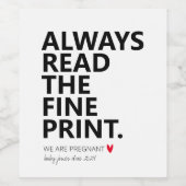 Funny Pregnancy Baby Ankündigung Personalisiert Weinetikett (Einzelnes Label)