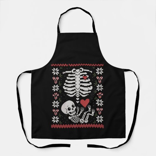 Funny Pregnant Ugly Christmas Sweaters Skull Schürze (Vorderseite)