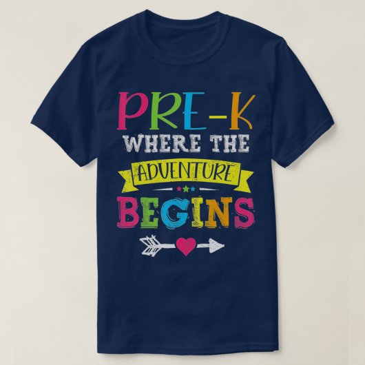 Funny PreK, wo das Abenteuer beginnt T-Shirt (Design vorne)