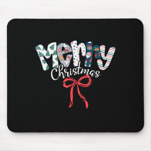Funny Preppy Merry Christmas Santa Coquette Bow Gi Mousepad (Vorne)