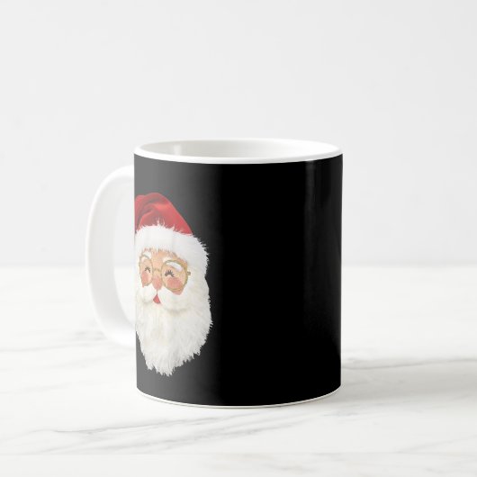 Funny Preppy Realistic Faux Yarn Santa Claus Merry Kaffeetasse (Vorderseite Links)