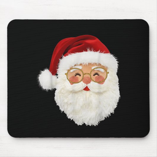 Funny Preppy Realistic Faux Yarn Santa Claus Merry Mousepad (Vorne)