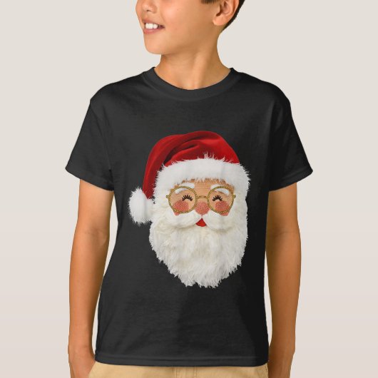 Funny Preppy Realistic Faux Yarn Santa Claus Merry T-Shirt (Vorderseite)
