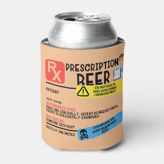 Funny Prescription Beer Can Cooler Dosenkühler (Kanne Vorderseite)