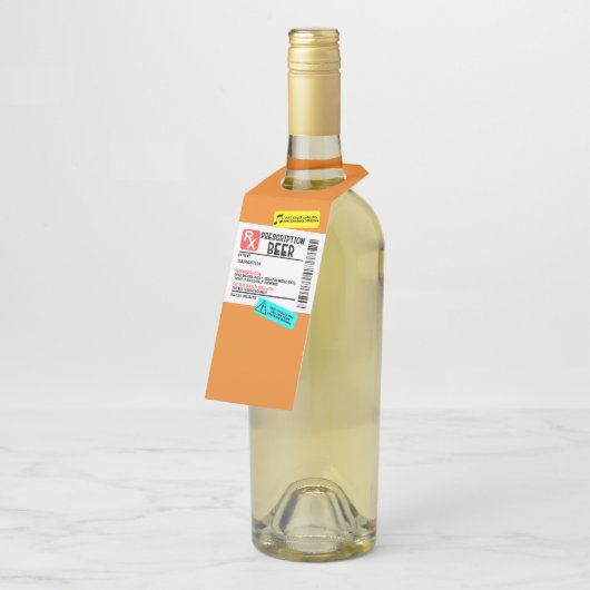 Funny Prescription Beer Warning Label Personalisie Flaschenanhänger (Angewinkelt)