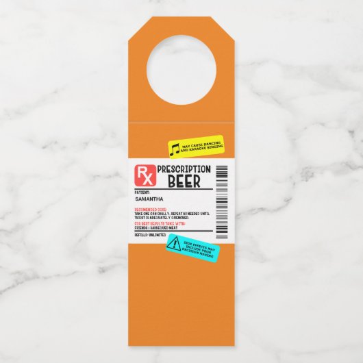 Funny Prescription Beer Warning Label Personalisie Flaschenanhänger (Rückseite)