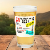 Funny Prescription Beer Warning Label Personalisie Glas
