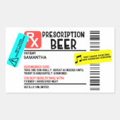 Funny Prescription Beer Warning Label Personalisie Rechteckiger Aufkleber (Vorderseite)