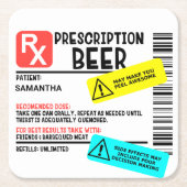 Funny Prescription Beer Warning Label personalisie Rechteckiger Pappuntersetzer (Vorderseite)