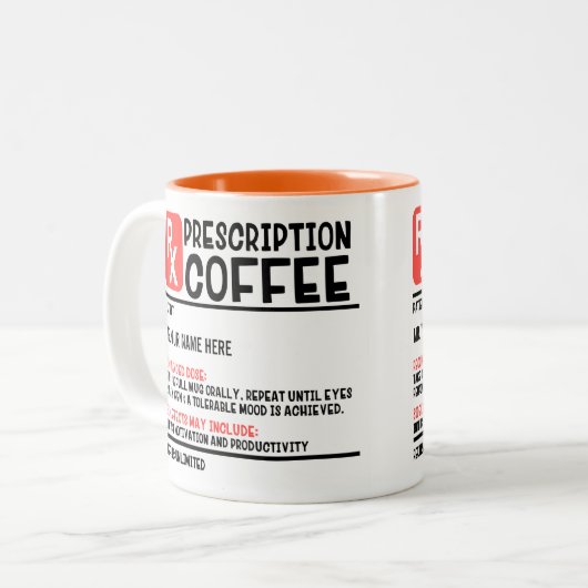 Funny Prescription Coffee Zweifarbige Tasse (Vorderseite Links)