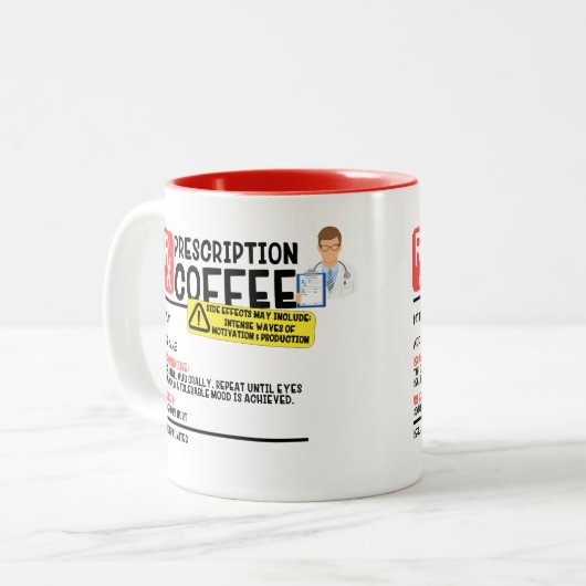 Funny Prescription Coffee Zweifarbige Tasse (Vorderseite Links)
