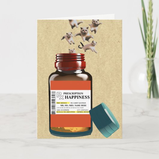 Funny Prescription Flasche Katzen Geburtstag Karte (Vorderseite)