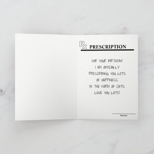 Funny Prescription Flasche Katzen Geburtstag Karte (Innenseite)