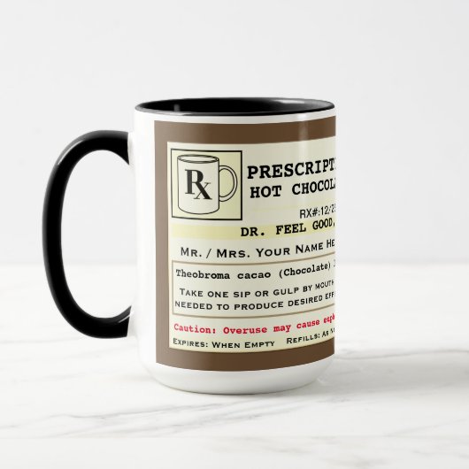 Funny Prescription Hot Chocolate Tasse (Links)
