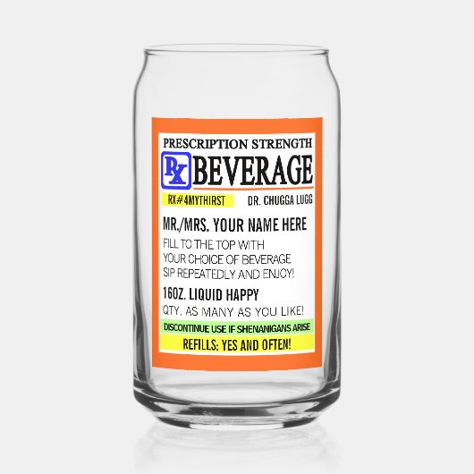 Funny Prescription Label Dosenglas (Vorderseite)