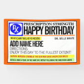 Funny Prescription Label Happy Birthday Banner (Horizontal)
