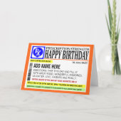 Funny Prescription Label Happy Birthday Gruß Karte (Vorderseite)