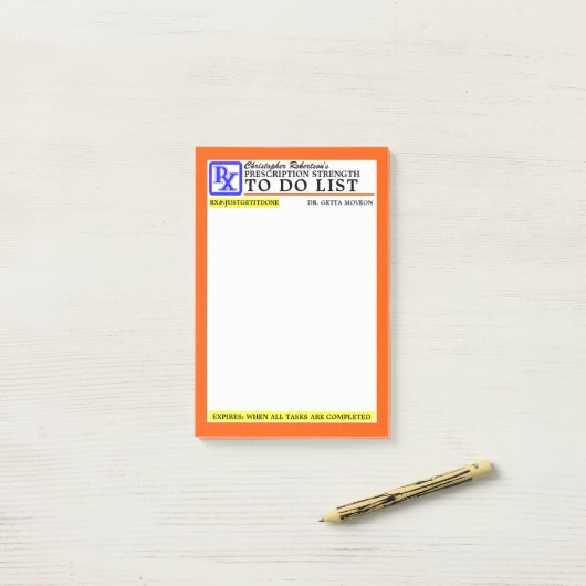 Funny Prescription Label Post-it Klebezettel (Auf Schreibtisch)
