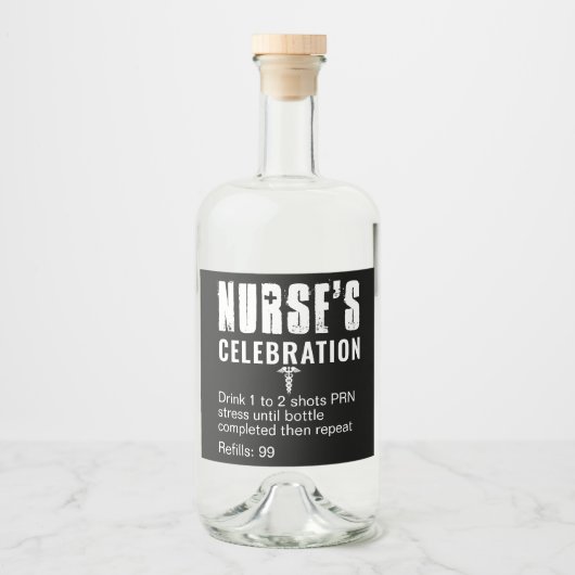 Funny Prescription Nurse Celebration Alkoholflaschenetikett (Vorderseite)