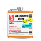 Funny Prescription Rum Warning Label Personalisier Flachmann (Vorderseite)