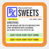 Funny Prescription Strings Label Quadratischer Aufkleber (Vorderseite)
