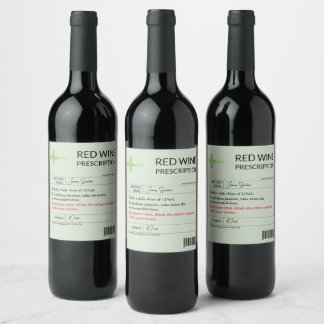 Funny Prescription Weinetikett Rotes Weißes Rose V