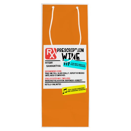 Funny Prescription Weinwarnung Personalisiert Geschenktüte Für Weinflaschen (Rückseite)