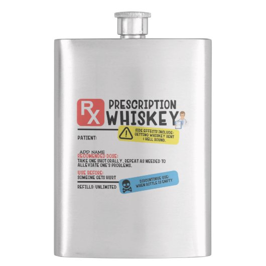 Funny Prescription Whiskey Flachmann (Vorderseite)