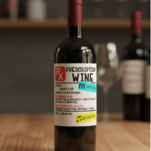 Funny Prescription Wine Warning Label Wedding Gesc Weinetikett