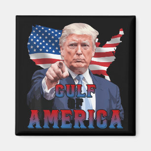 Funny President Trump Gulf of US America US Flag Magnet