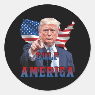 Funny President Trump Gulf of US America US Flag Runder Aufkleber