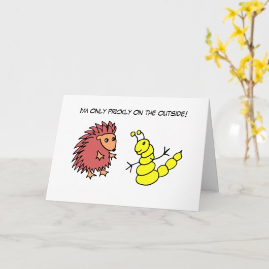 Funny Prickly Igel Glowworm Cartoon Karte (Gelbe Blume)