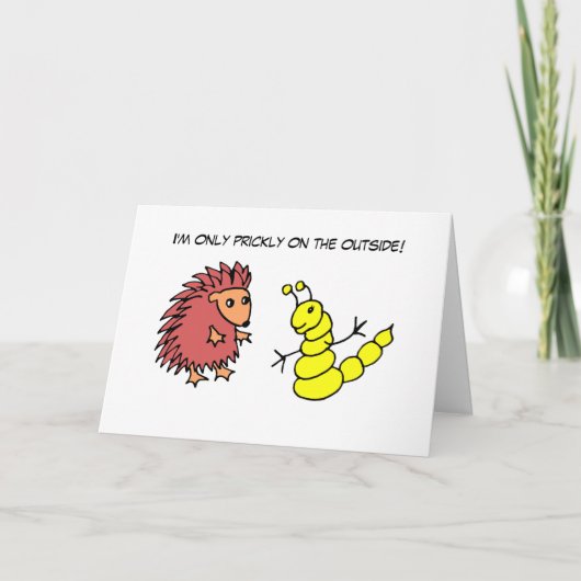 Funny Prickly Igel Glowworm Cartoon Karte (Vorderseite)