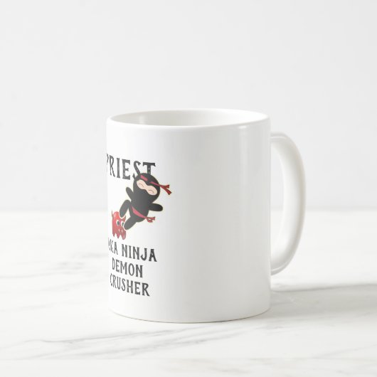 Funny Priest Geschenk AKA Ninja Demon Crusher Kaffeetasse (VorderseiteRechts)