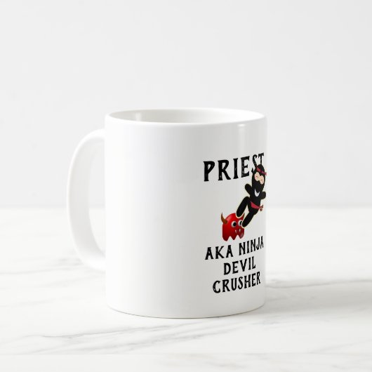 Funny Priest Geschenk AKA Ninja Devil Crusher Kaffeetasse (Vorderseite Links)