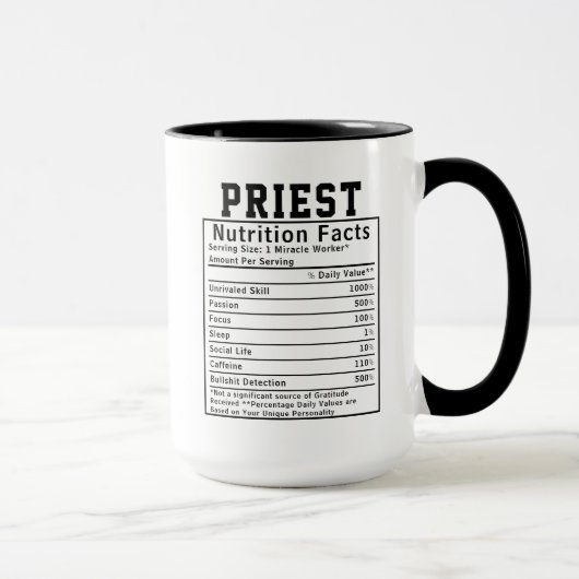 Funny Priest Nutrition Facts Religious Leader Gift Tasse (Rechts)