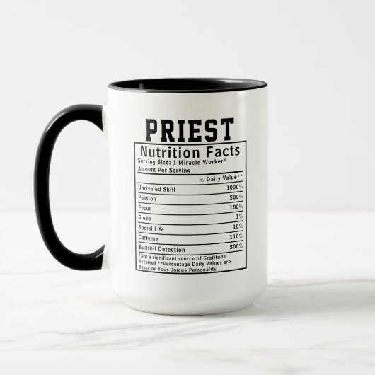 Funny Priest Nutrition Facts Religious Leader Gift Tasse (Links)