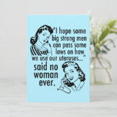 Funny Pro Choice Feminist Political Cartoon Card (Stehend Vorderseite)