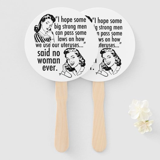 Funny Pro Choice feministischer politischer Cartoo Fächer (Vorne und Hinten)