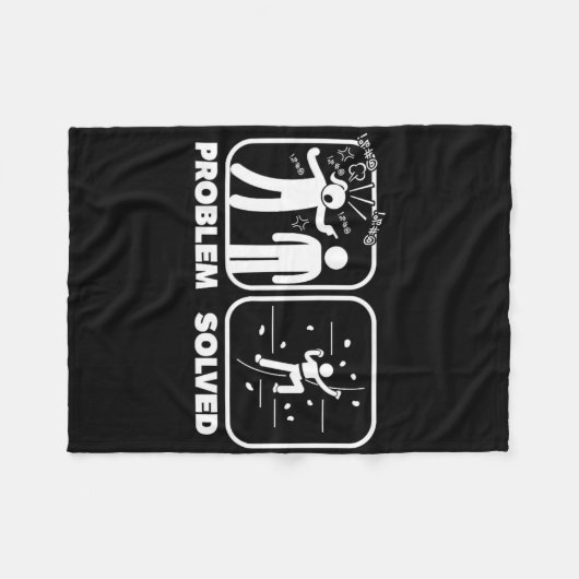 Funny Problem Solved Rock Climbing Theme Fleecedecke (Vorderseite (Horizontal))