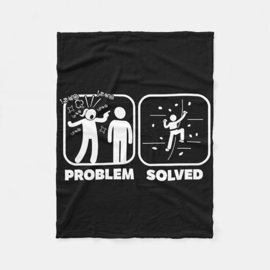 Funny Problem Solved Rock Climbing Theme  Fleecedecke (Vorderseite)