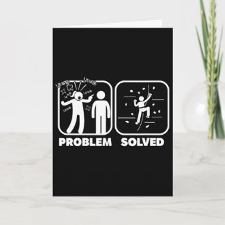 Funny Problem Solved Rock Climbing Theme  Karte