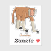 Funny proboscis Affe Cartoon Illustration Aufkleber (Blatt)