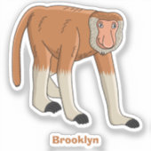 Funny proboscis Affe Cartoon Illustration Aufkleber (Vorderseite)