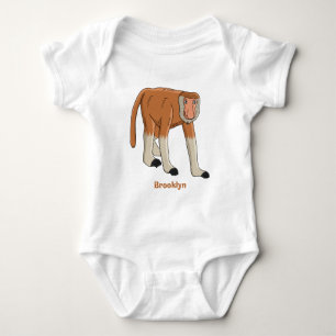 Funny proboscis Affe Cartoon Illustration Baby Strampler