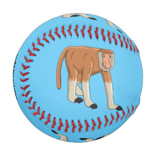 Funny proboscis Affe Cartoon Illustration Baseball