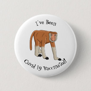 Funny proboscis Affe Cartoon Illustration Button