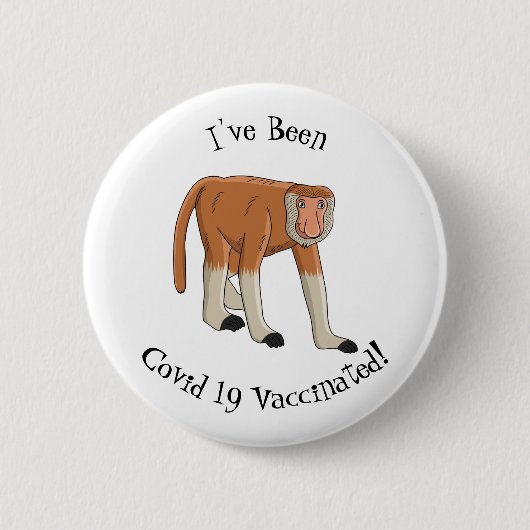 Funny proboscis Affe Cartoon Illustration Button (Vorderseite)